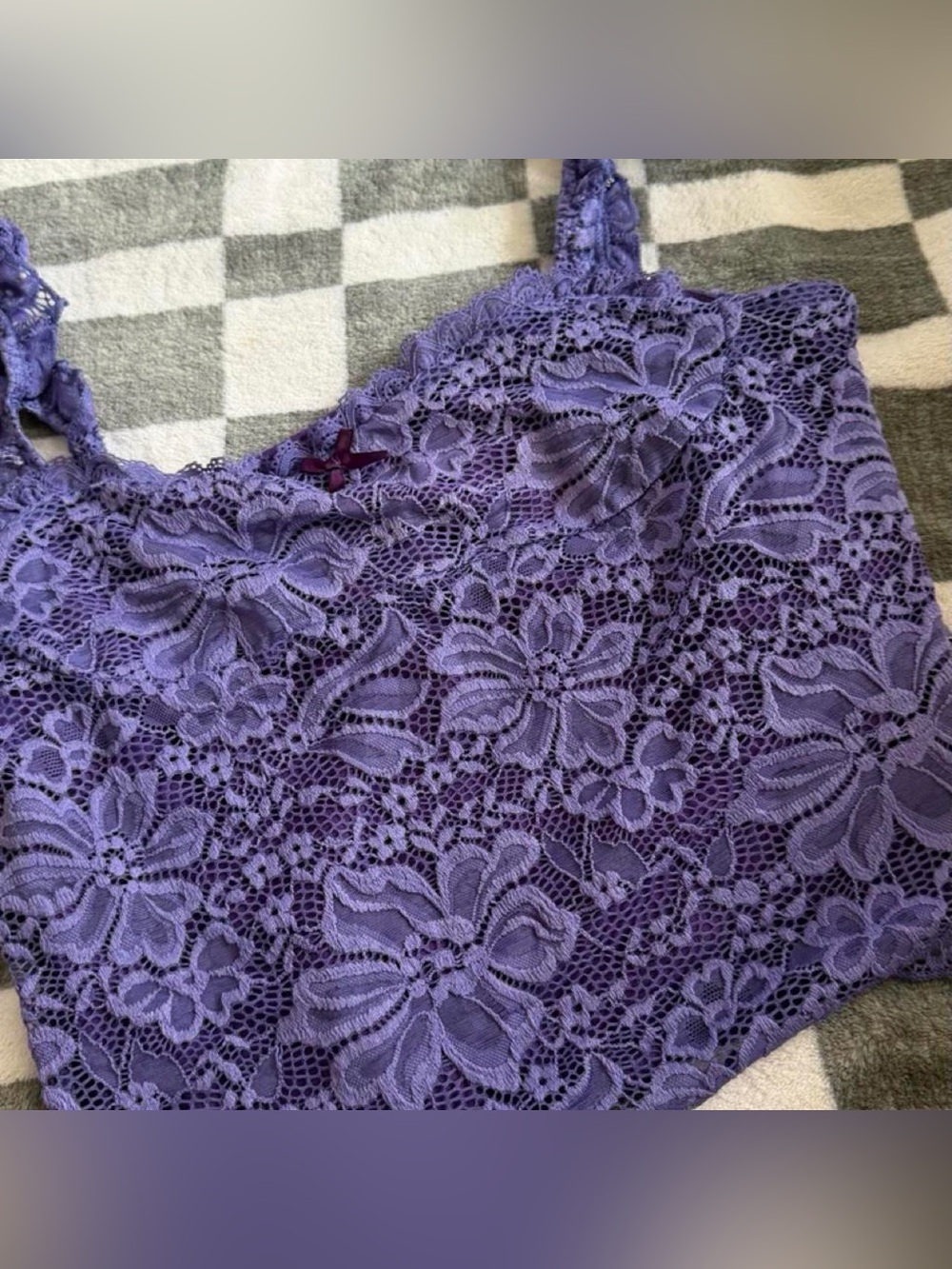 Floral Lace Camisole Tank Top - Lilac Purple